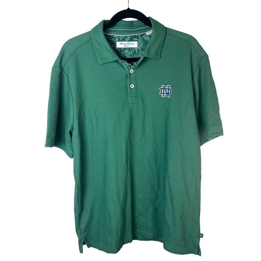 Tommy Bahama Island Zone Notre Dame Green Polo Shirt Sz L